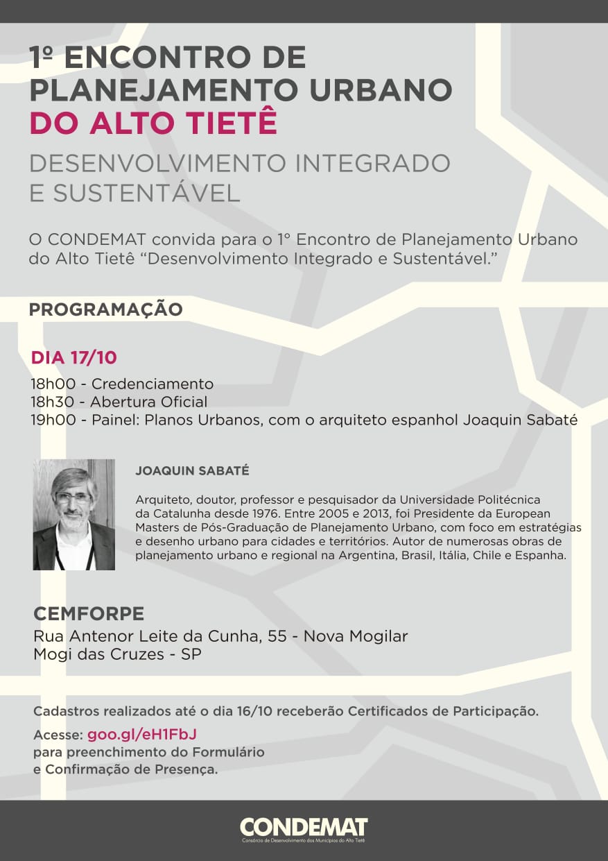 Leia mais sobre o artigo CONDEMAT realiza 1º Encontro de Planejamento Urbano do Alto Tietê nesta quarta-feira