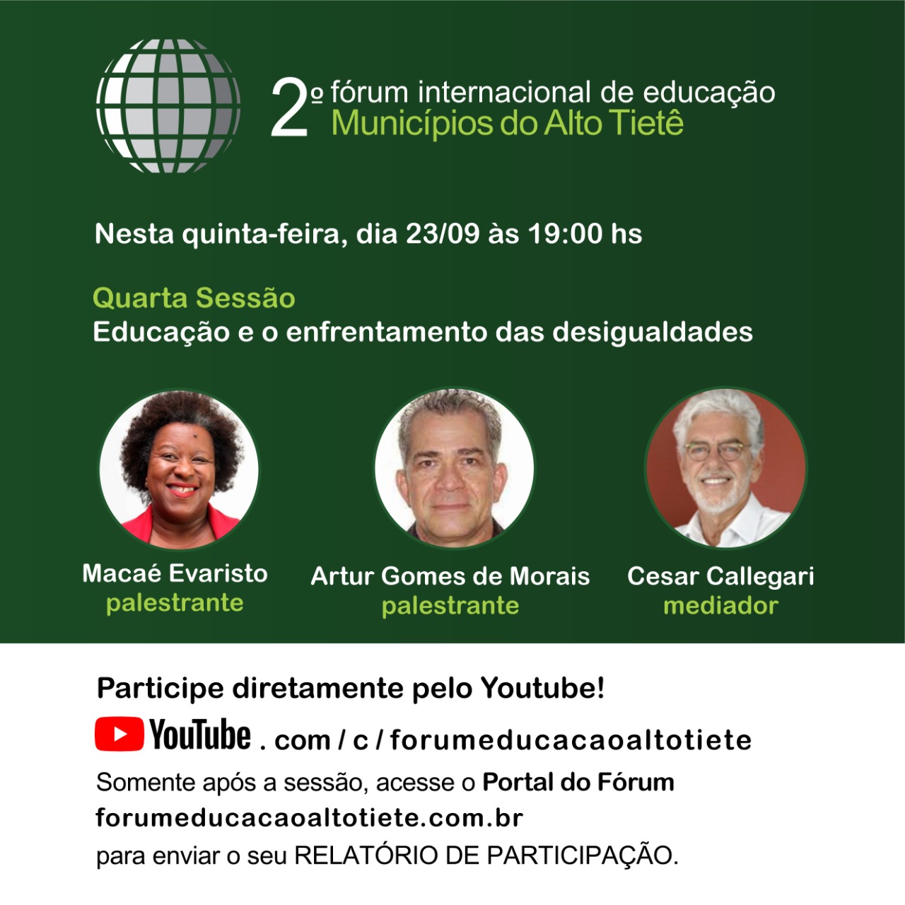 Leia mais sobre o artigo Educação e enfrentamento das desigualdades são temas da quarta sessão do Fórum Internacional de Educação